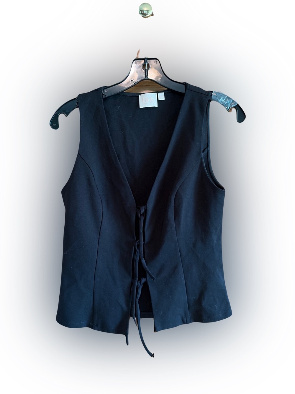Vintage GLG black tie front vest Classic size large